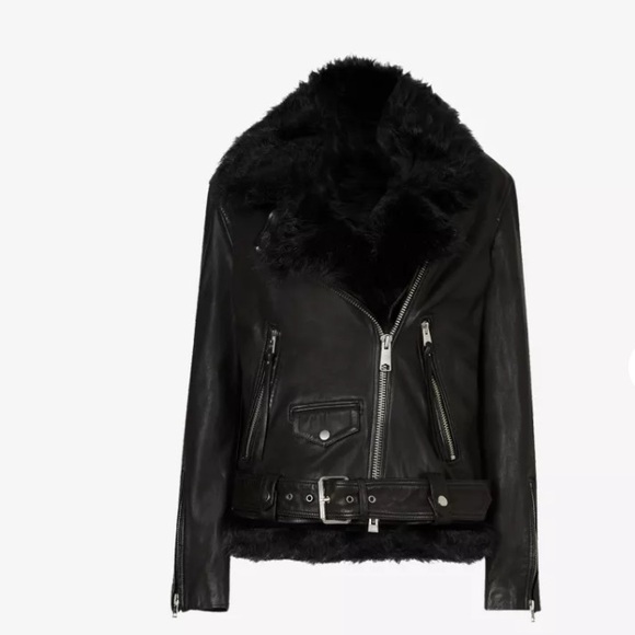 All Saints Luna Shearling Biker Jacket - Picture 3 of 15